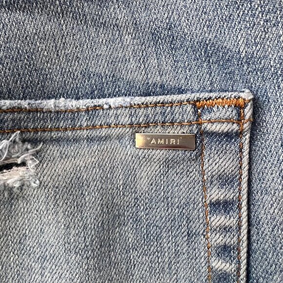 Amiri Men Blue Slash Slim Jeans, Size 33 M76 - Picture 10 of 12